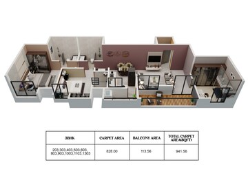 Floor Plan in 2 BHK Apartment at Wakad – for Sale