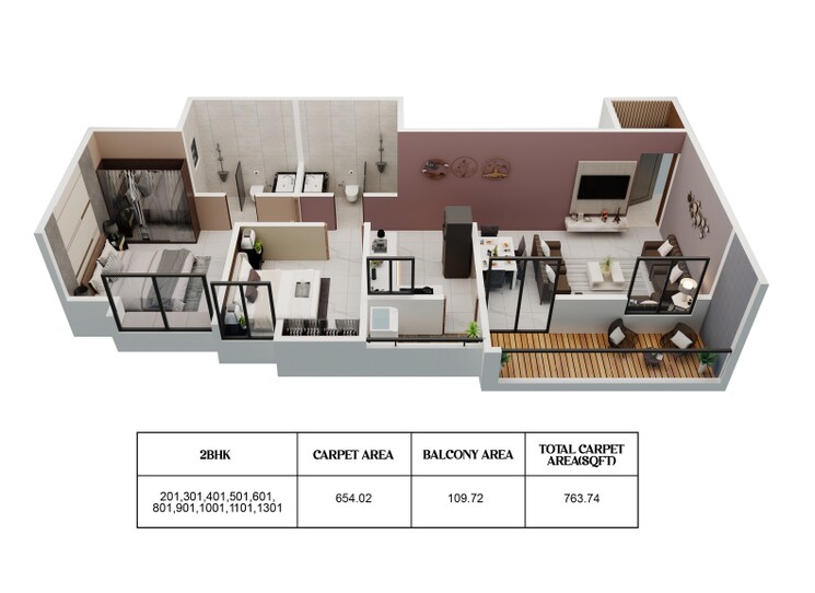 Floor Plan, wakad 2 Bedroom 764 Sq.Ft. Apartment In Wakad Pune 9765870
