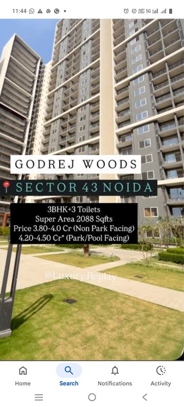 4 BHK Apartment – Exterior View View at Godrej Woods, Sector 43 - for Sale
