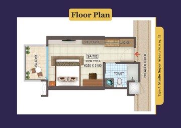 Floor Plan in 2 BHK Apartment at Sikka Kaamya Greens, Sector 10 Greater Noida – for Sale