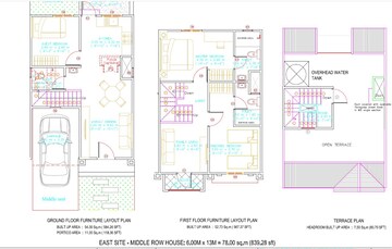 Floor Plan in 3 BHK Villa at Pruksa Silvana Row houses, Budigere – for Rent