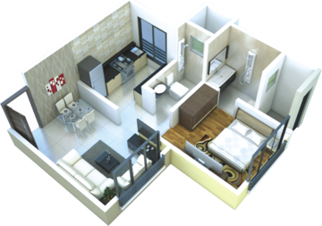 Floor Plan in 1 BHK Apartment at Growmore Emerald, Malad West – for Sale