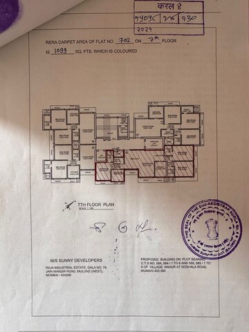 Master Plan in 3 BHK Apartment at Sunny Shanti Heights, Mulund West – for Rent