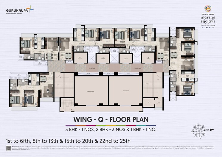 Floor Plan, gurukrupa-marina-enclave 3 Bedroom 818 Sq.Ft. Apartment In Malad West Mumbai 9773789