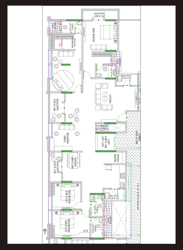 Floor Plan, nibm road 4 Bedroom 2019 Sq.Ft. Apartment In Nibm Road Pune 9781513