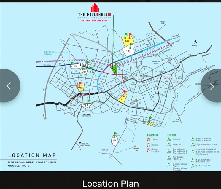 Map Location, signature-the-millennia-3 2 Bedroom 661 Sq.Ft. Apartment In Sector 37d Gurgaon 9781608