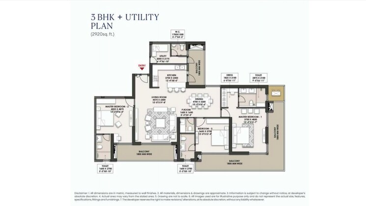 Floor Plan, landmark-skyvue 3 Bedroom 2920 Sq.Ft. Apartment In Sector 103 Gurgaon 9794773