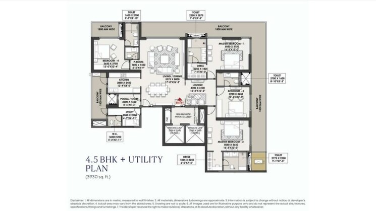 Floor Plan, landmark-skyvue 3 Bedroom 2920 Sq.Ft. Apartment In Sector 103 Gurgaon 9801745