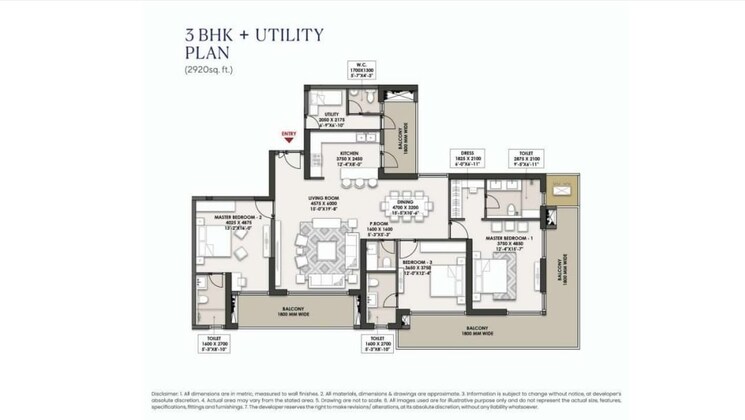 Floor Plan, landmark-skyvue 3 Bedroom 2920 Sq.Ft. Apartment In Sector 103 Gurgaon 9801745