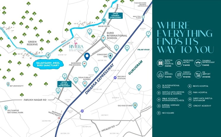 Map Location, aipl-riviera 2 Bedroom 2308 Sq.Ft. Apartment In Sector 103 Gurgaon 9809497