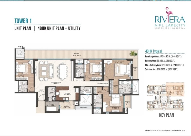 Floor Plan, aipl-riviera 3 Bedroom 2869 Sq.Ft. Apartment In Sector 103 Gurgaon 9809598