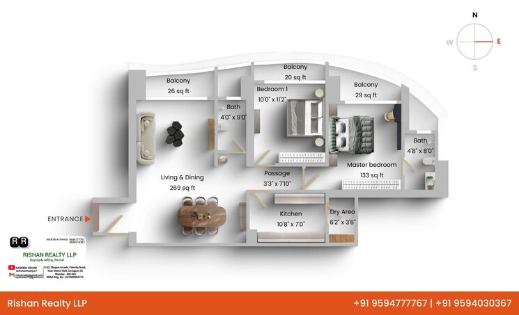 Floor Plan, sunteck-avenue-2 2 Bedroom 817 Sq.Ft. Apartment In Goregaon West Mumbai 9811147