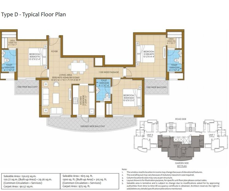 Floor Plan, ats-homekraft-pious-hideaways 3 Bedroom 975 Sq.Ft. Apartment In Sector 150 Noida 9813193