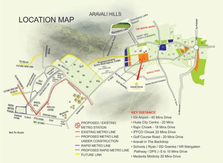 Map Location, gls-arawali-city 2 Bedroom 580 Sq.Ft. Apartment In Sohna Sector 4 Gurgaon 9815800