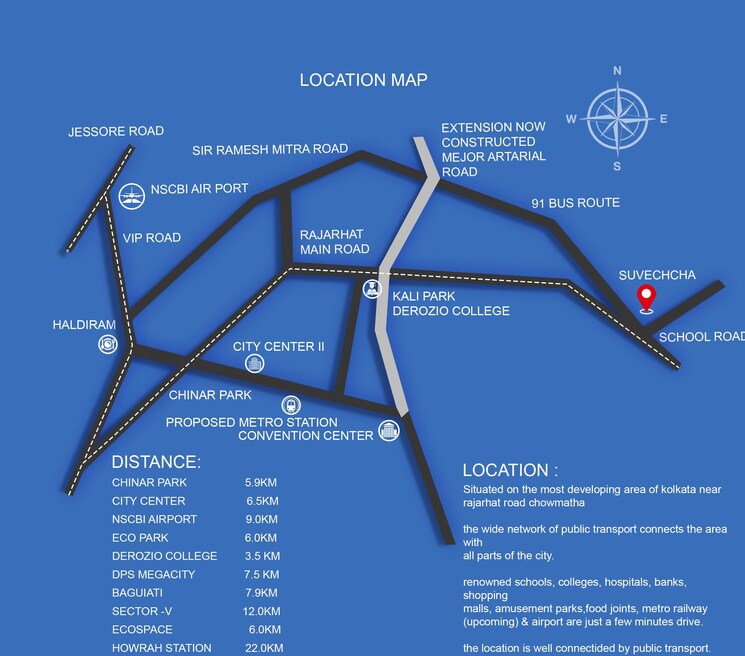 Map Location, rajarhat road 2 Bedroom 599 Sq.Ft. Apartment In Rajarhat Road Kolkata 9830200