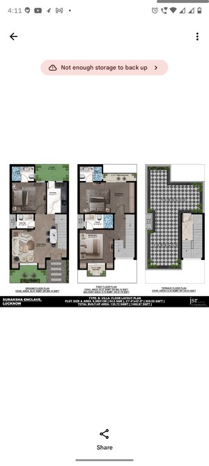 Floor Plan in 3 BHK Villa at Omega Suraksha Enclave, Mohanlalganj – for Sale