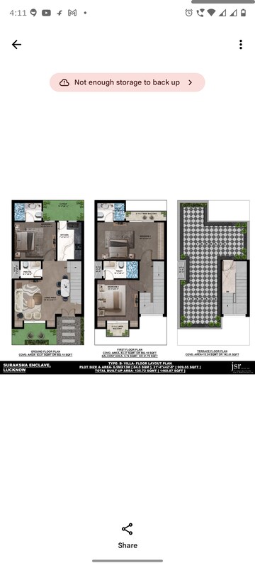 Floor Plan in 3 BHK Villa at Omega Suraksha Enclave, Mohanlalganj – for Sale