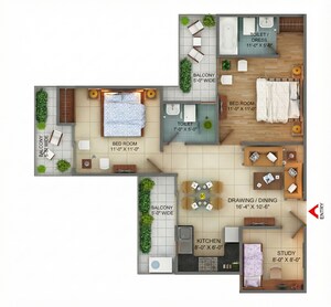 Floor Plan in 2.5 BHK Apartment at Fusion Homes, Tech Zone 4 Greater Noida – for Sale