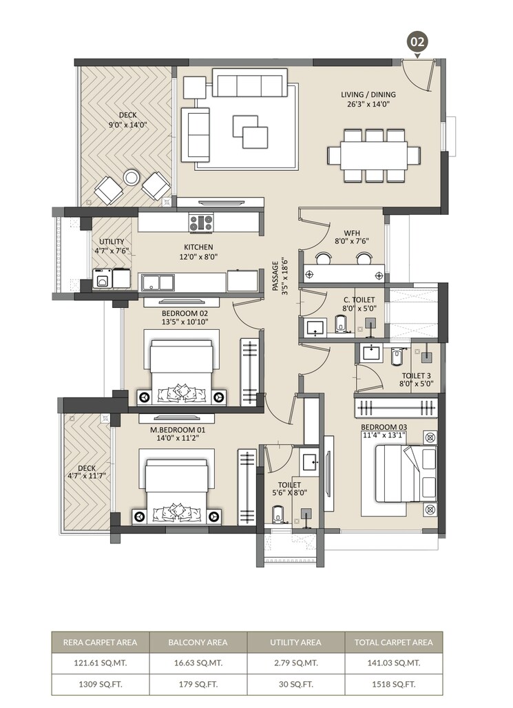 Floor Plan, k-raheja-aurum 5 Bedroom 2400 Sq.Ft. Apartment In Mohammadwadi Pune 9832178