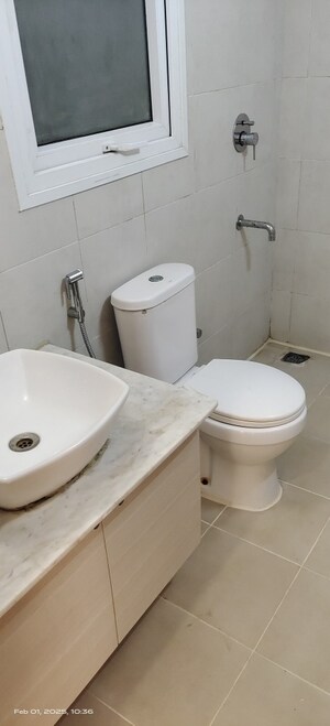 Bathroom in 2.5 BHK Apartment at Bhartiya Nikoo Homes, Thanisandra Main Road – for Rent