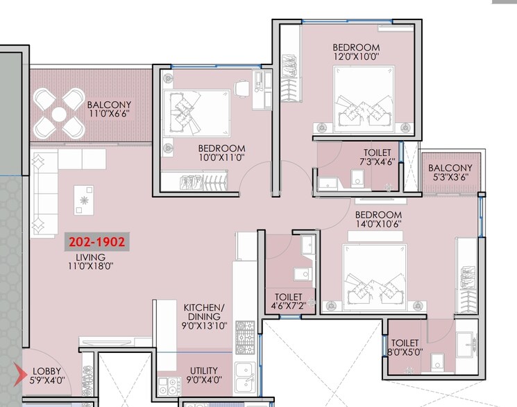 Floor Plan, aqura-pride 2 Bedroom 526 Sq.Ft. Apartment In Vadgaon Budruk Pune 9853166