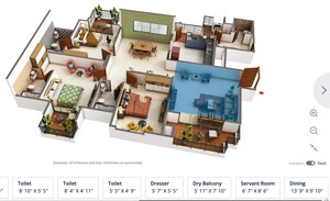 Floor Plan in 3 BHK Apartment at Aerocity – for Sale