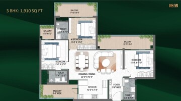 Floor Plan in 3 BHK Apartment at M3M Forestia West, Manesar Sector 9 – for Sale