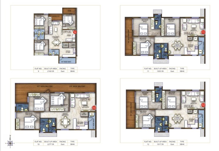 Floor Plan, eapl-sri-tirumala-fortune 3 Bedroom 1728 Sq.Ft. Apartment In Tukkuguda Hyderabad 9888329