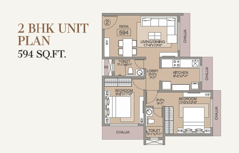 Floor Plan, nvn-odc-1 2 Bedroom 594 Sq.Ft. Apartment In Goregaon West Mumbai 10017052