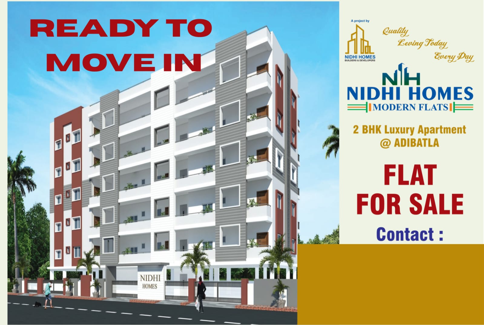2 BHK + Pooja Room 1115 Sq.Ft. Apartment in Nidhi Homes Adibatla