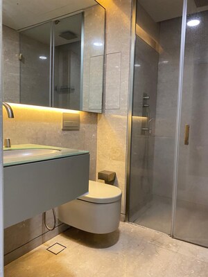 Bathroom in 3 BHK Apartment at Lodha World Crest, Worli – for Rent