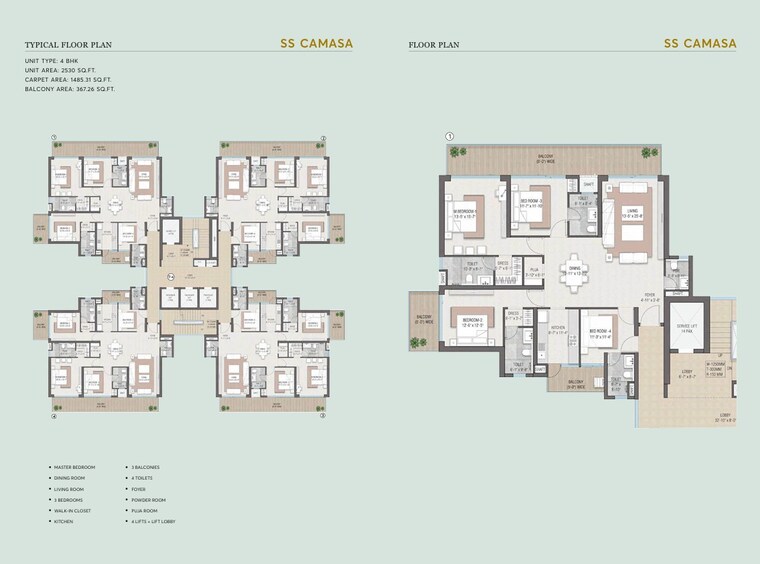 Floor Plan, ss-camasa 4 Bedroom 2530 Sq.Ft. Apartment In Sector 90 Gurgaon 10163624