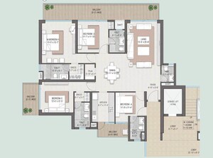 Floor Plan in 3.5 BHK Apartment at BPTP Downtown 66, Sector 66 – for Sale