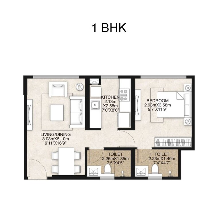 Floor Plan, mahindra-alcove 1 Bedroom 650 Sq.Ft. Apartment In Chandivali Mumbai 10187656