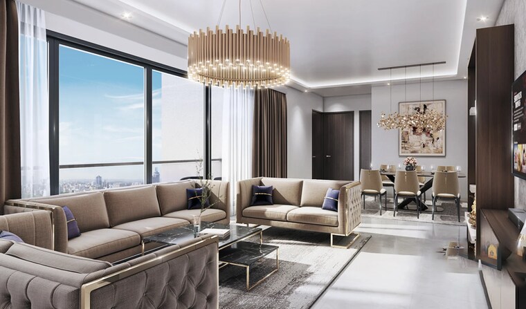 Living Room, mantra-sky-homes 3 Bedroom 1471 Sq.Ft. Apartment In Magarpatta City Pune 10187865
