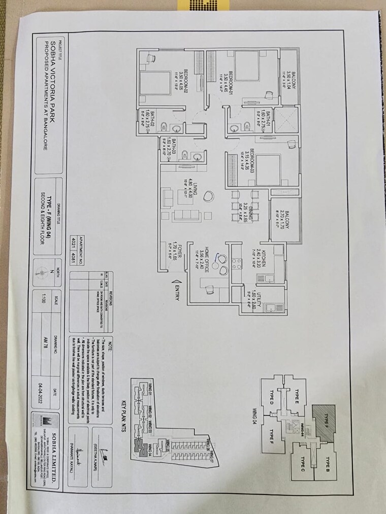 Floor Plan, sobha-victoria-park 3.5 Bedroom 1818 Sq.Ft. Apartment In Hennur Road Bangalore 10198389