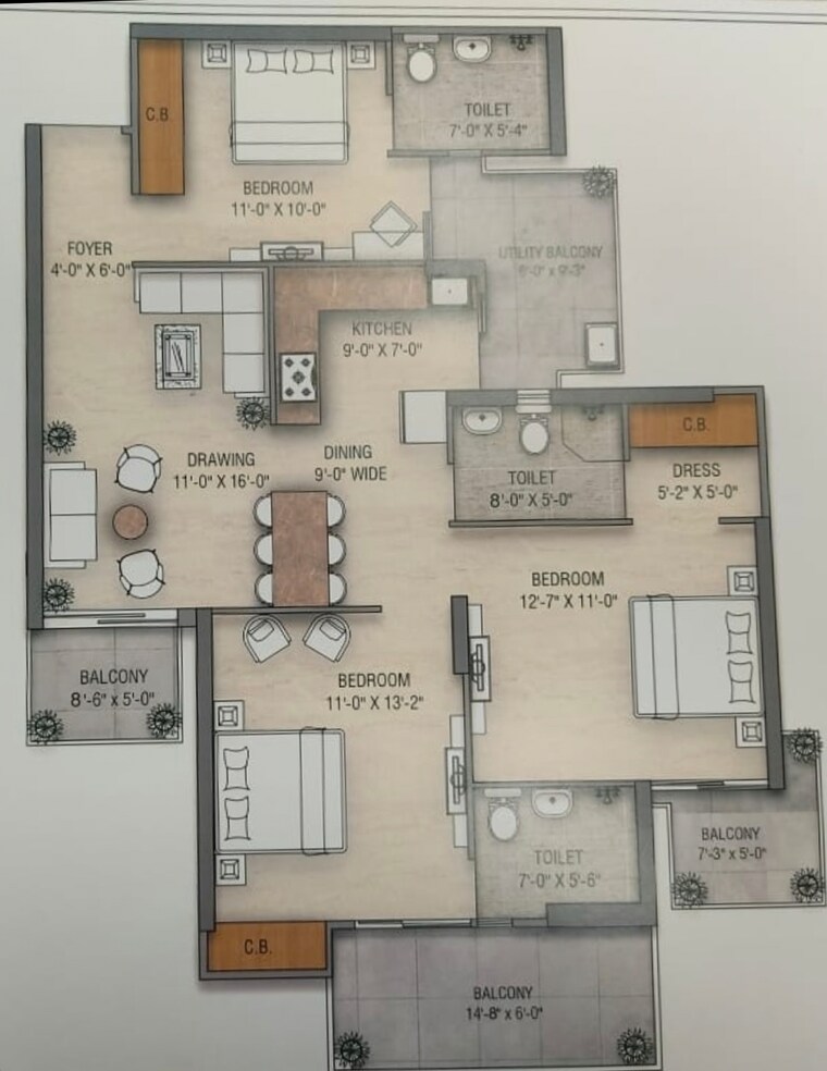 Floor Plan, victoryone-amara 3 Bedroom 1650 Sq.Ft. Apartment In Sector 16 Greater Noida Greater Noida 10250997