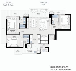 Floor Plan in 4 BHK Apartment at BPTP Downtown 66, Sector 66 – for Sale