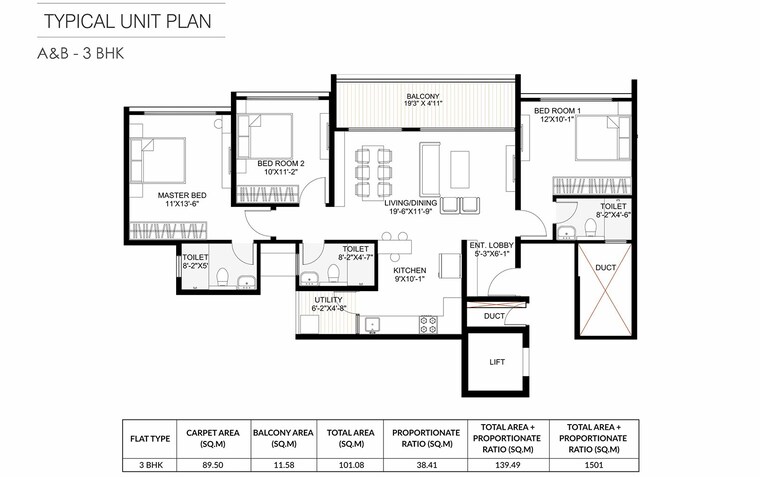 Floor Plan, gagan-avencia 3 Bedroom 1485 Sq.Ft. Apartment In Kharadi Pune 10334519