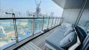 Balcony in 4 BHK Apartment at Lodha The World Towers World One Tier 2, Worli – for Rent