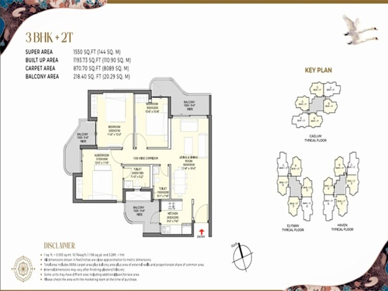 Floor Plan, yeida-yamunotri-houses 3 Bedroom 1550 Sq.Ft. Apartment In Sector 22d Yamuna Expressway Greater Noida 10392479