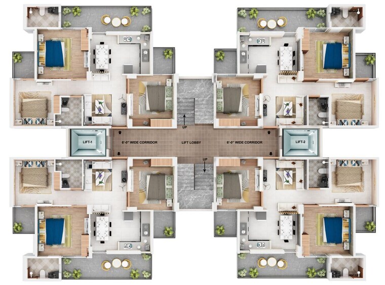 Floor Plan, sector 84 3 Bedroom 850 Sq.Ft. Apartment In Sector 84 Faridabad 10392569