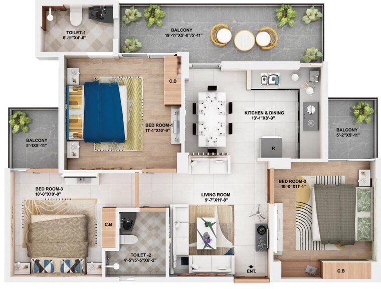 Floor Plan, sector 84 3 Bedroom 850 Sq.Ft. Apartment In Sector 84 Faridabad 10392569