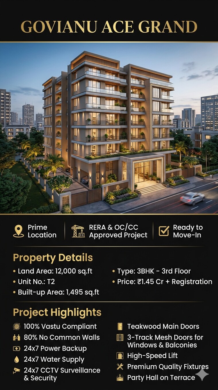 Exterior View, gm-govianu 3 Bedroom 2100 Sq.Ft. Apartment In Seshadripuram Bangalore 10393021