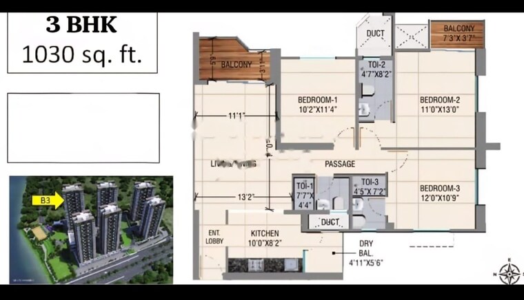 Floor Plan, avon-vista 2 Bedroom 1052 Sq.Ft. Apartment In Balewadi Pune 10487613