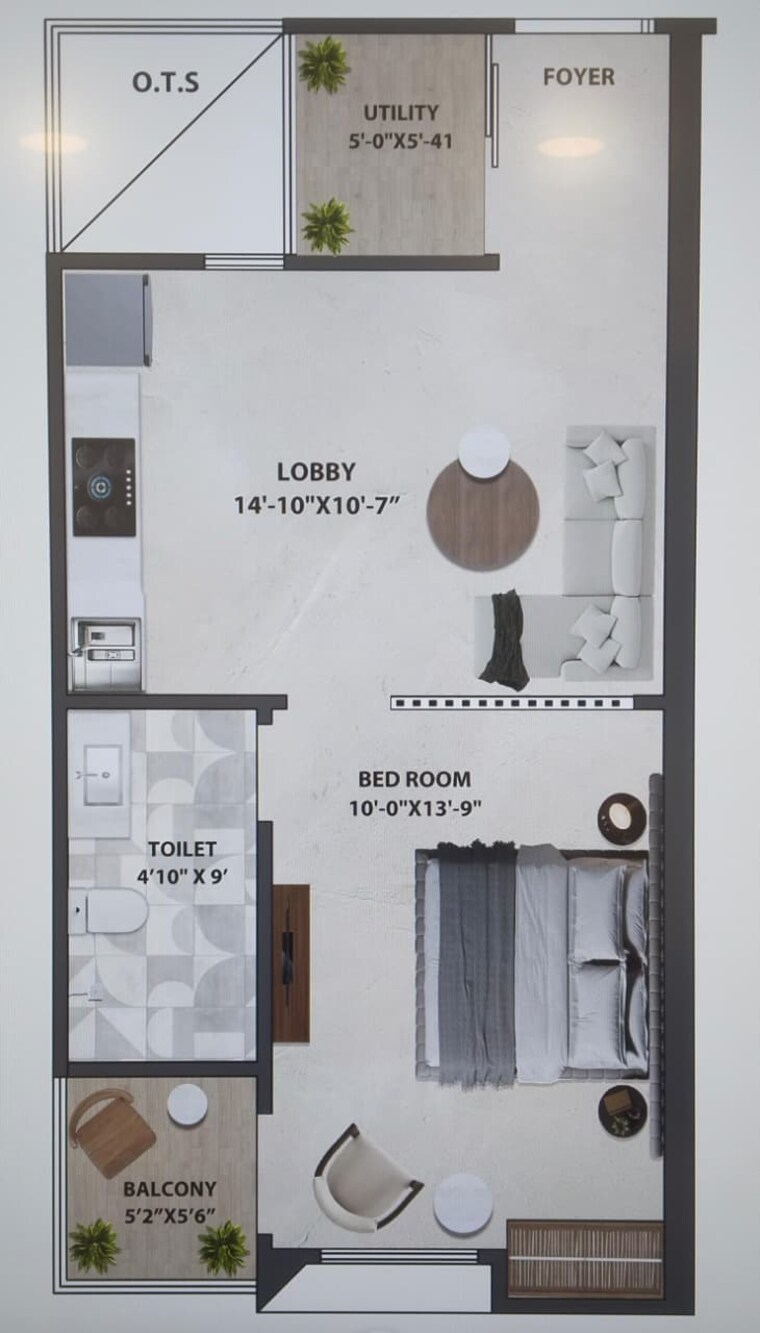Floor Plan, chaitanya vihar 1 Bedroom 615 Sq.Ft. Apartment In Chaitanya Vihar Vrindavan 10562956