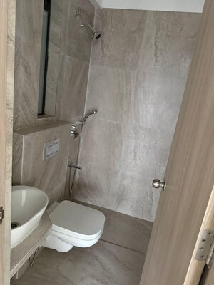Bathroom in 2 BHK Apartment at Prescon Midtown Bay, Mahim West – for Rent