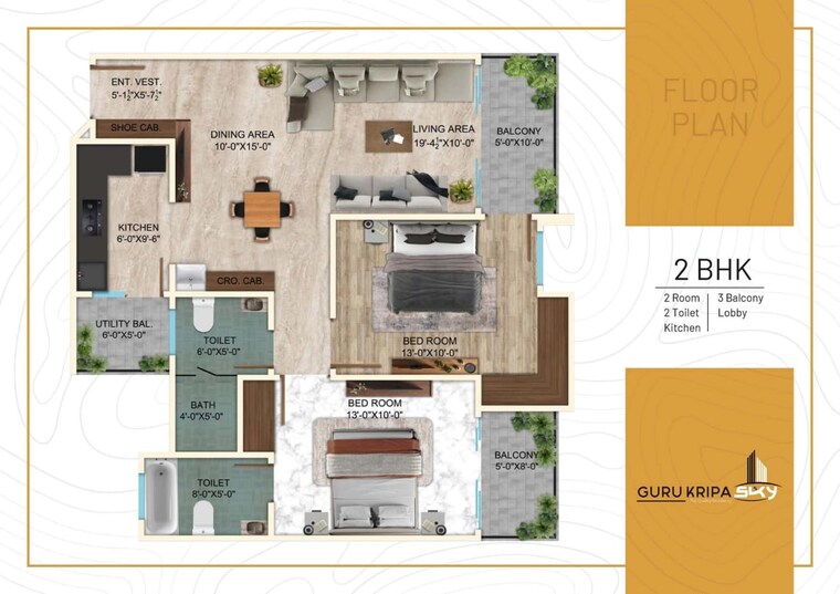 Floor Plan, sunrakh bangar 3 Bedroom 1633 Sq.Ft. Apartment In Sunrakh Bangar Vrindavan 10563192