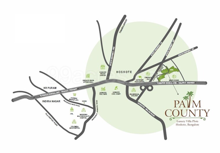 Map Location, sri-aditya-palm-county 4 Bedroom 4550 Sq.Ft. Independent House In Hoskote Bangalore 10544394