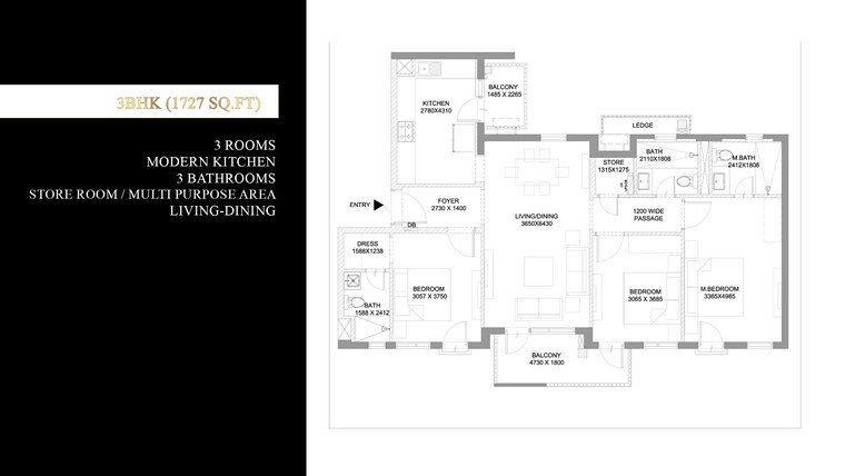 Floor Plan, ireo-the-corridors 2.5 Bedroom 1594 Sq.Ft. Apartment In Sector 67a Gurgaon 10605972